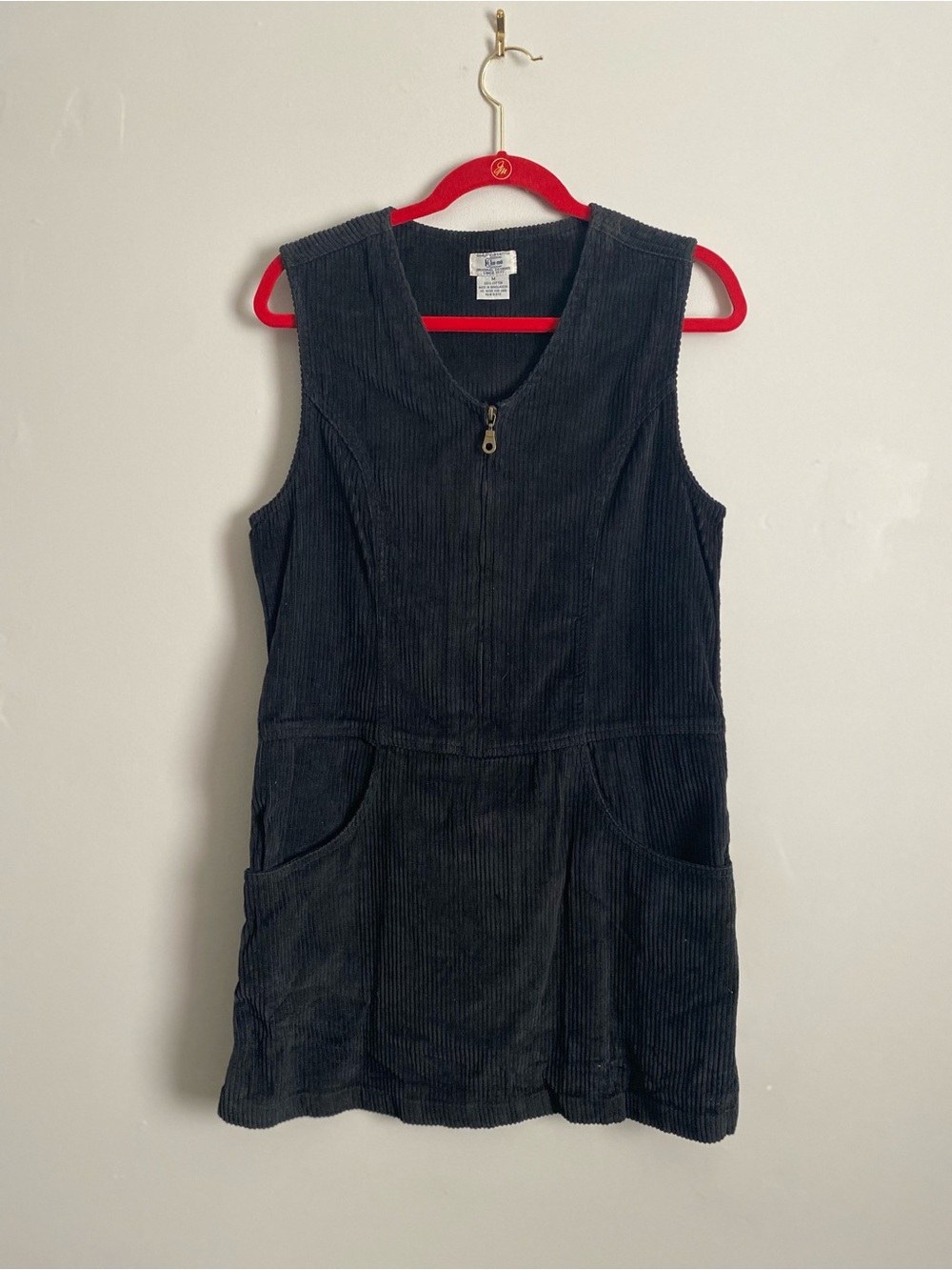 Kikomo Corduroy Pinafore Jumper Dress M Vintage 90's Y2K Grunge 100% Cotton Goth